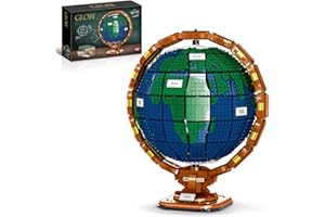 MOV STONE Ideas The Globe Mini Building Set for Adults,2514 Pcs Build Home Decor World map Spinning Globe Gifts for who Love Travel and Geography