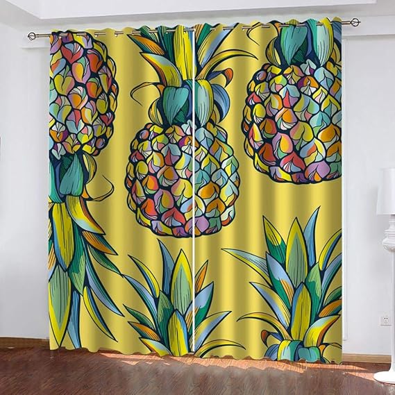 Abeeaceo® Cortinas Opacas 3D Piña De Frutas Coloridas, Madre Y Niño