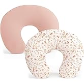 Konssy 2 Pack Nursing Pillow Covers, Stretchy and Soft Nursing Cover for Breastfeeding, Pillow Slipcover for Baby Girls Boys Newborn (Pink Spring, Pink)