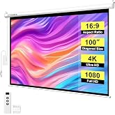 VIVOHOME 100 Inch 16:9 Motorized Projector Screen, White | Electric Projection Screen with Remote Control, Automatic Pull Down Movie Screen for Ceiling and Wall Mount, ALR, Retractable