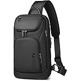 hk Sling Bag for Man, Waterproof Utility Crossbody Bag with Anti-theft Pocket for Men, Sling Backpack for Daily Commute, Work, College, 14 * 7.8 * 4.5 inches，Black