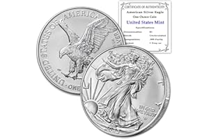 MINT STATE GOLD 2023-1 oz American Silver Eagle Coin Brilliant Uncirculated with Certificate of Authenticity $1 Seller BU