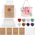 Misdary 20 Sets Pocket Hug Karten Mit Mini-Kreuz-Kristallsteinen – Grußkarten Als Beziehungsgeschenk Für Freunde & Familie