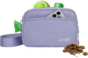 Runlight 3-In-1 Crossbody Dog Treat Pouch for Pet Training - Matching Poop & Built-in Poop Bag Dispenser - Zippered Pockets - Dog Walking Bag Purple (1, purple)