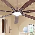 Maxslak 84" Brown Smart Ceiling Fan with Lights Remote Control via WiFi Alexa,6-Speeds Quiet DC Motor,Dimmable,Outdoor Antique Bronze Large Ceiling Fan for Big Living Room,Patio,Dual Finish 7 Blades