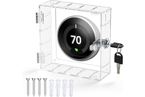 SUTINE Thermostat Lock Box with Key, Universal Thermostat Cover with Lock, Small Thermostat Lock Box Guard, Clear AC Lock Box Compatible with Nest Thermostat On Wall 4.8" H x 4.53" W or Smaller