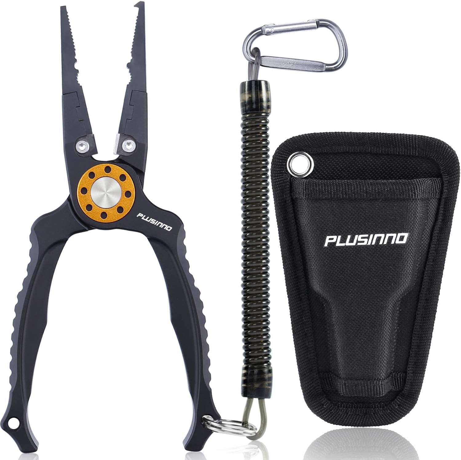 PLUSINNO 8” Fishing Pliers, 6061 Stainless Steel Fishing Tools, Split Ring Pliers Hook Removers, Tungsten Carbide Cutters, Corrosion Resistant Teflon Coating, Saltwater Resistant Fishing Gear : Sports & Outdoors