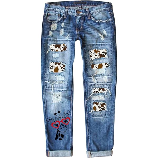 HEART PATCH DAMAGE DENIM PANTSブルー26inch Chrome Hearts Extremely Rare Blue Cross Patch Spraypainted