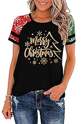 Ovazly Christmas Shirt for Women Raglan Sleeve