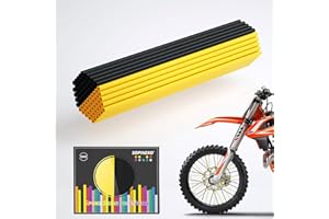 SOPINEKO 72Pcs Spoke Skins Covers Spoke Wraps Wheel Decoration for Motorcycle Bicycle Dirt Bike Wheelchair(Yellow & Black)