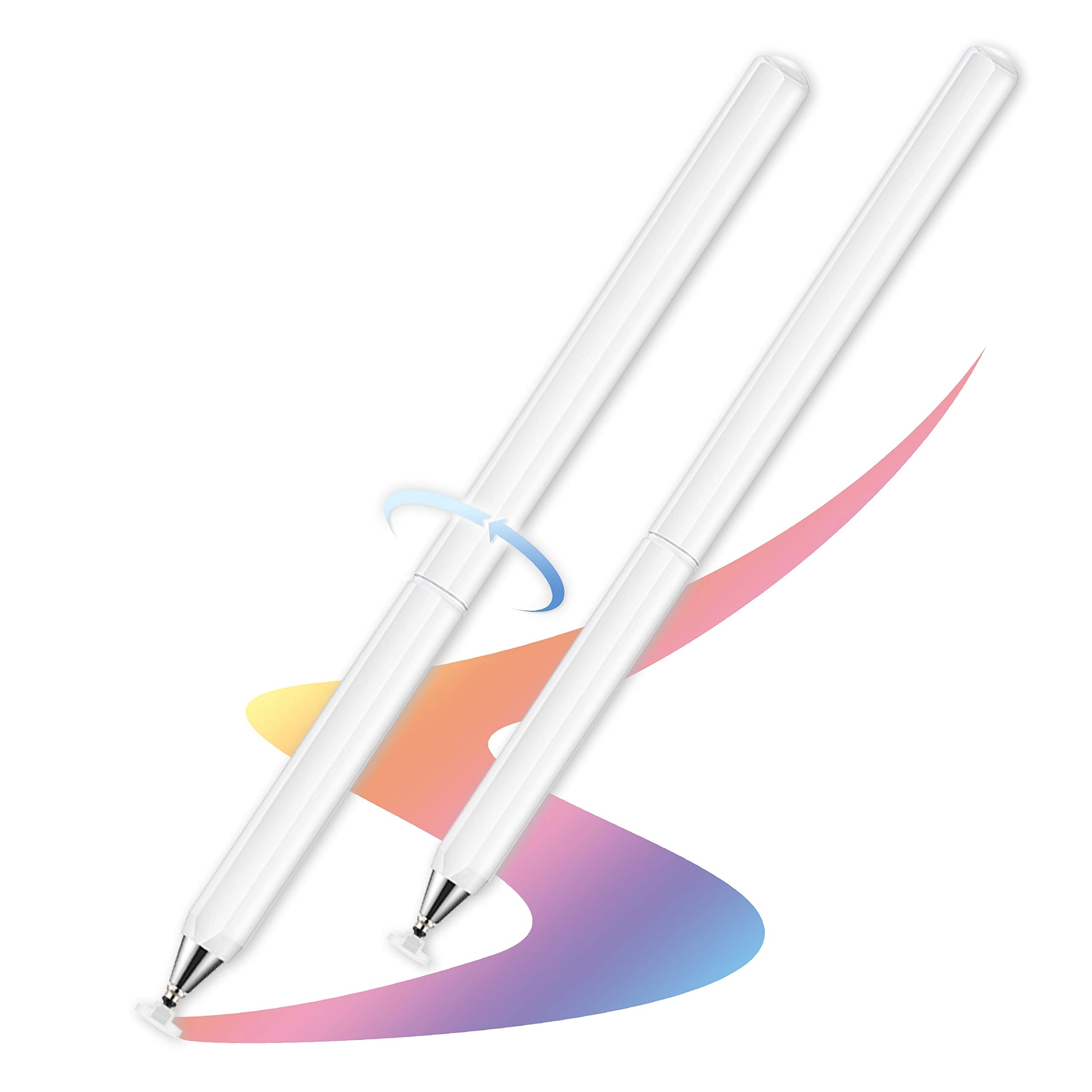 Universal High Sensitive & Precision Capacitive Disc Tip Touch Screen Pen Stylus for iPhone/iPad/Pro/Samsung/Galaxy/Tablet/Kindle/Computer/FireTablet (White/White)