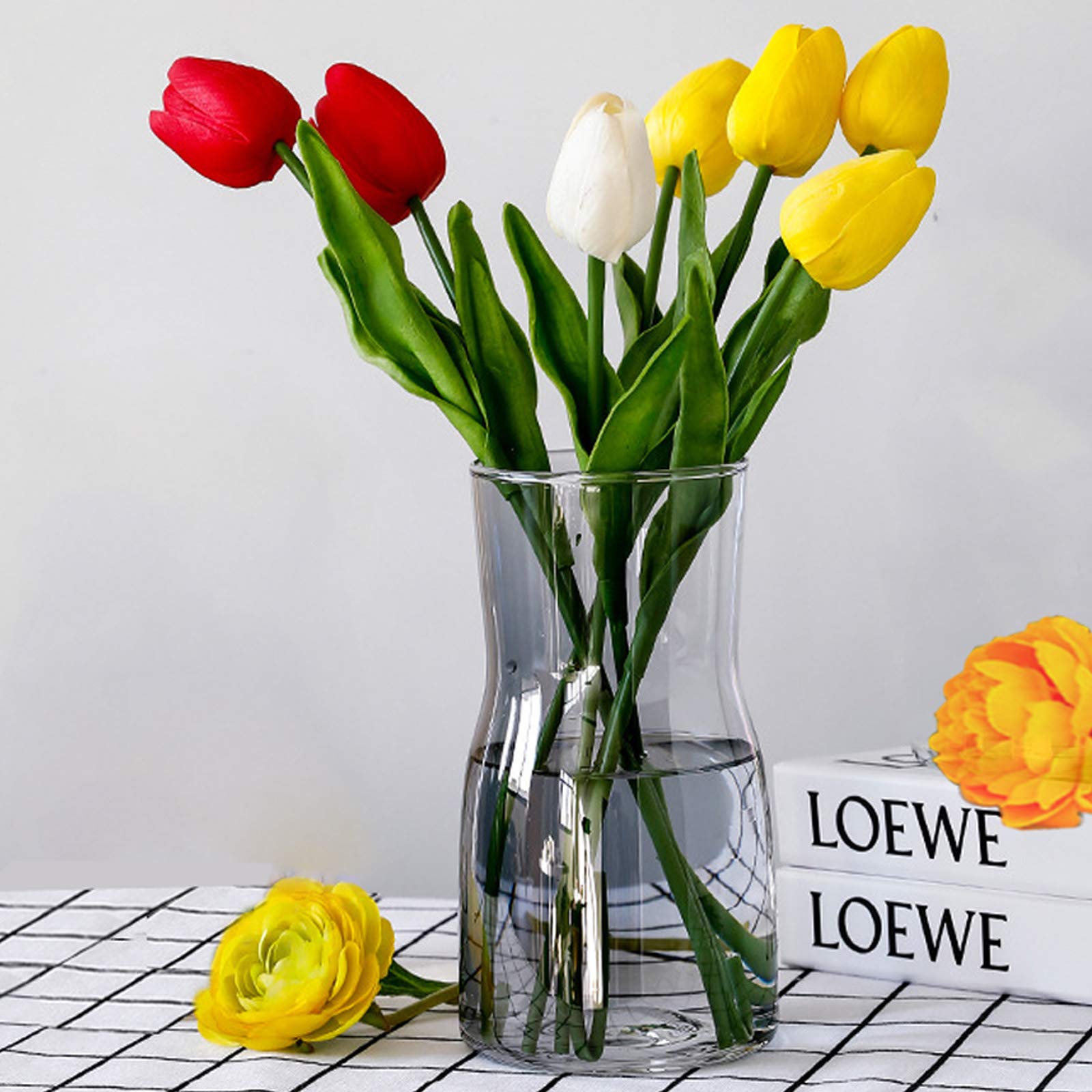 Hey_you Clear Glass Vase, Ins Style Crystal Decorative Plant Pot Vase Flower Plant Container for Home Office Decor, Gift for Wedding Housewarming Party Celebrations