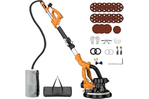 BORSSTYNE Drywall Sander, 9-Speed Electric Drywall Sander with Vacuum Dust Collector, 950W Power Ceiling Sander Tool with LED Light, Collapsible & Extendable Handle for Sanding Wall & Popcorn Ceiling Removal