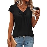 WIHOLL Tank Tops for Women Summer V Neck T Shirts Beach Vacation Clothe Boho Sleeveless Basic Tees Fashion Clothing