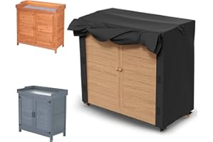 STARTWO Outdoor Potting Bench Table Cover, Garden Storage Cabinet Cover, Waterproof Cover-39.4 x 18.1 x 35.8 Inch Waterproof Cover for Garden Storage Cabinet with Potting Bench Black