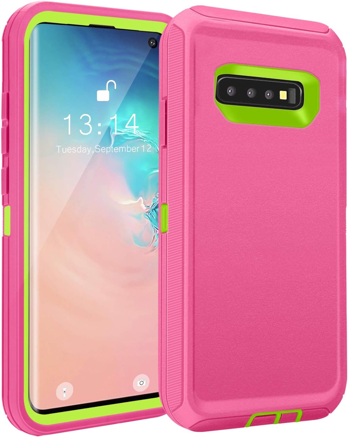 Fogeek Compatible with Samsung Galaxy S10 Case, Protective Cover, Full Protection Rugged Case [Support Wireless Charging][Dust-Proof] for Galaxy S10 [6.1 inch] 2019 (Rose/Green)