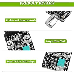 EPLZON 50W+50W Bluetooth Amplifier Board DC 5-24V
