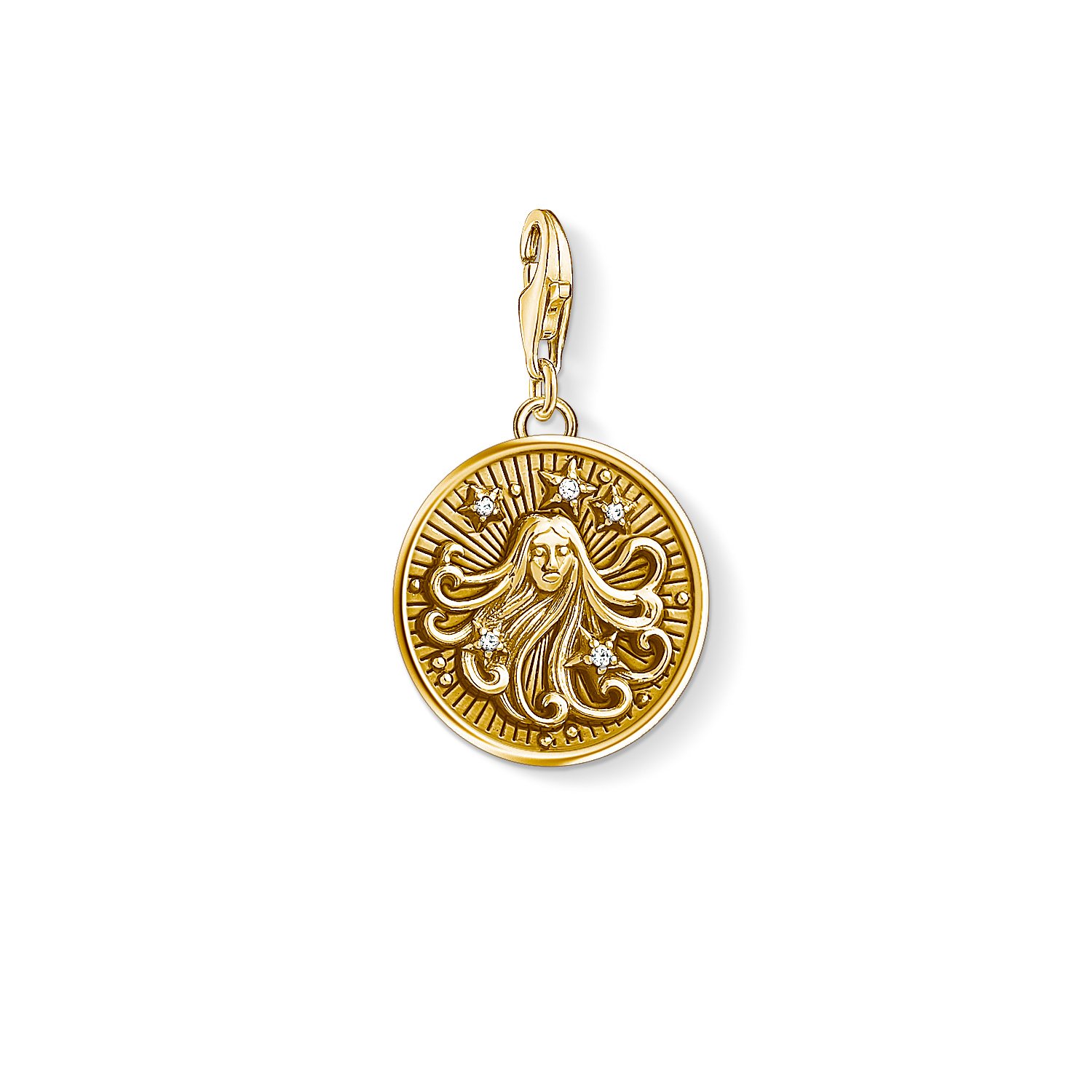 Thomas Sabo Men Women Charm Pendant Zodiac Sign Virgo Charm Club 925 Sterling silver 18k yellow gold plating 1657-414-39