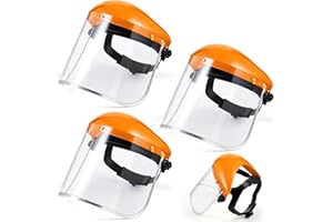 Copkim 3 Pack Safety Face Mask Shield for Grinding Clear Full Face Impact Resistant Safety PET Full Impact Resistant Mask Shield for Work Construction Cutting (Clear PET,Orange)