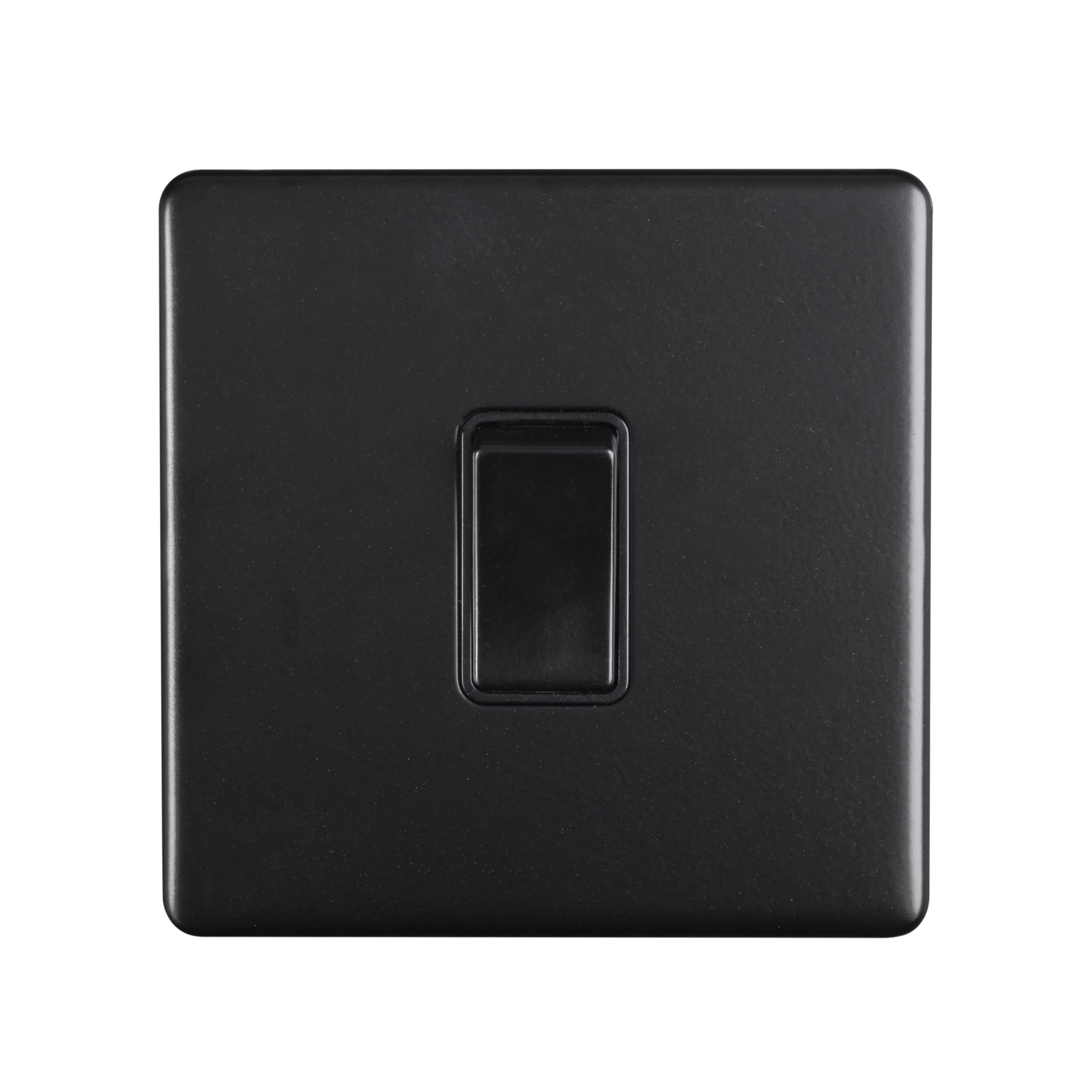 1 Gang 10Amp 2Way Switch Flat Concealed Matt Black Plate Black Rocker
