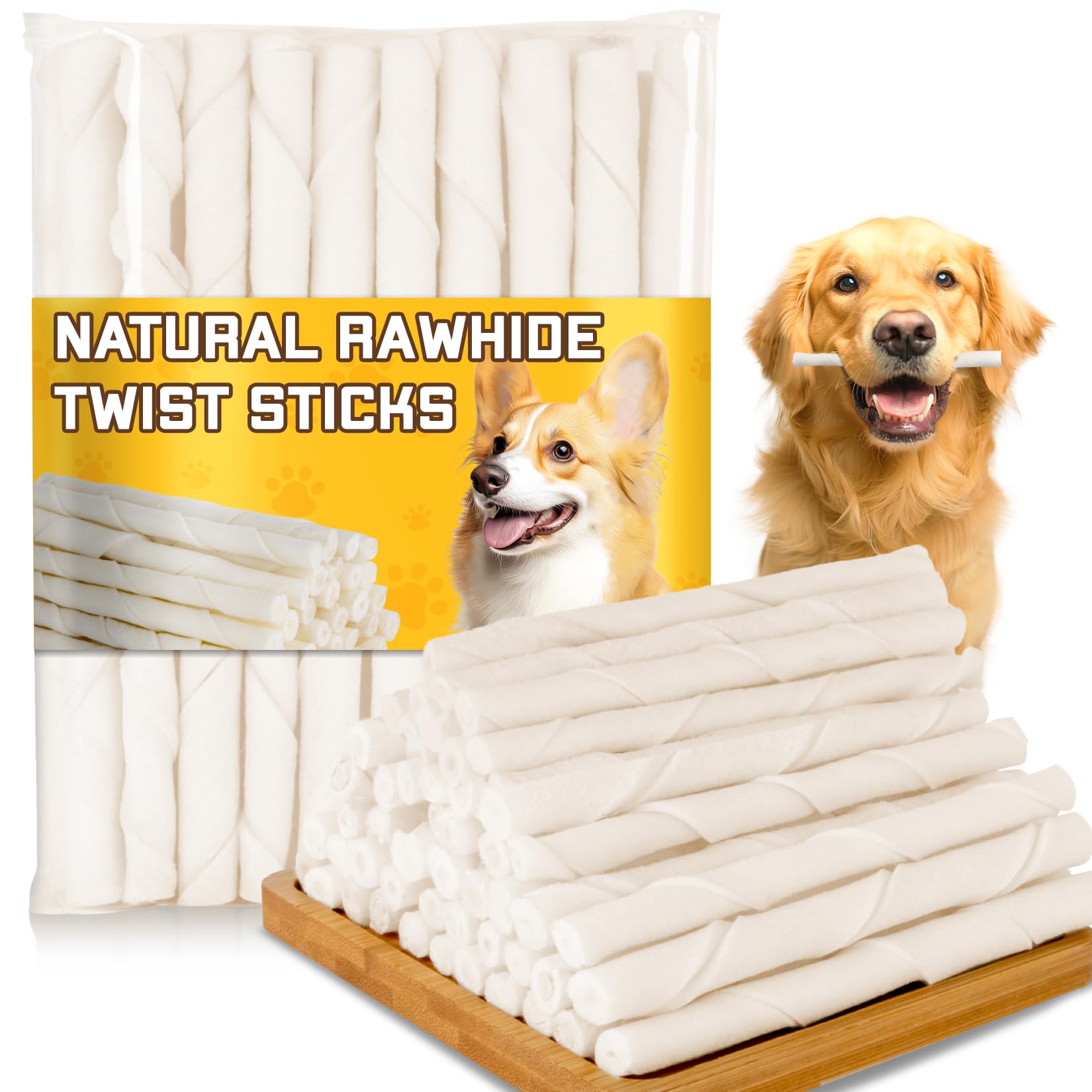 Photo 1 of MAQIHAN Dog Rawhide Chews Sticks - 15 Oz Natural Rawhide Twist Sticks, Chew Treats Training Reward Treats Pet Supplies for Puppy, Small Dogs