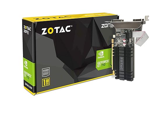 Zotac GeForce GT 710 Zone Grafikkarte (NVIDIA GT 710, 1GB DDR3, 64bit, Base-Takt 954 MHz, 1,6 GHz, DVI-D, HDMI, VGA, passiv g