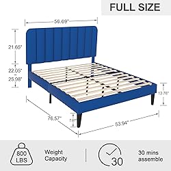 VECELO Full Size Bed Frame with Upholstered