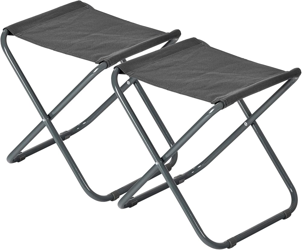 Harbour Housewares Folding Stool Grey Pack of 2 Canvas Seat Portable