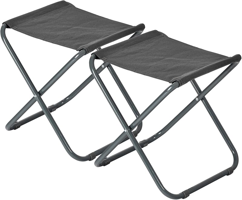 Harbour Housewares Folding Stool Grey Pack of 2 Canvas Seat Portable