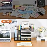 Marbrasse Desk Organiser 5-Tier Tray Drawer 2 Pen Holders Mesh Black view 9