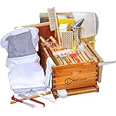 BeeCastle 10-Frame Bee Hives and Supplies Starter Kit,Beehive Kit Dipped in 100% Beeswax,Bee Keeping Supplies-All Beginners Kit Includes Beekeeping Supplies Tool Set and Bee Suit.