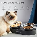 PETKIT Elevated Cat Bowls with Stand 0°/15° Tilt Stainless Steel 7cm Front view 2