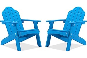 LUE BONA Kids Blue HDPS Adirondack Chair, Weather Resistant, Low Maintenance, Easy to Assemble, for Fire Pit, Balcony, Backyard