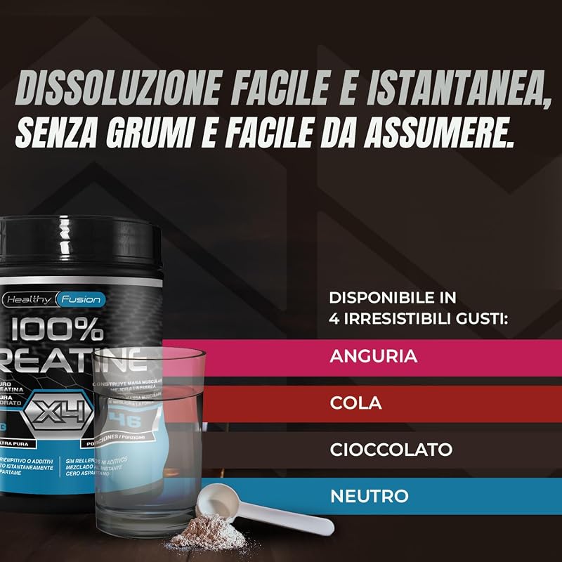 Creatina Monoidrata | Creatina Pura microfiltrata | Favorisce la crescita muscolare e migliora la resistenza fisica | Elevata solubilità | Formato in polvere, Gusto Neutro 300gr