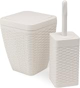 Addis Faux Rattan Square Bathroom Set Swing Bin Toilet Brush Calico Linen view 1