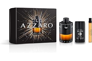 Azzaro The Most Wanted Parfum – Intense Mens Cologne Gift Set – 3-Piece Set Includes Full Size Fragrance (100ml) + Travel Size Spray (10ml) + Deodorant Stick (77g) - Gifts for Men