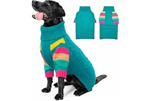 OUOBOB XXL Dog Sweaters Stretchy, Turtleneck Knit Sweater for Extra Large Dogs, Sweaters for Large Size Dogs, Warm Christmas Big Dog Sweater Golden Retriever, Labrador, Rottweiler (Green XXL)