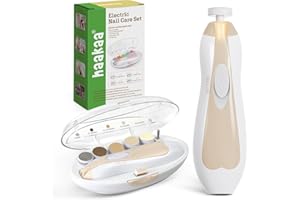 haakaa Baby Nail File Electric Baby Nail Care Set with LED Light, Baby Nail Clippers for Newborn/Infants/Adults Toenails and 