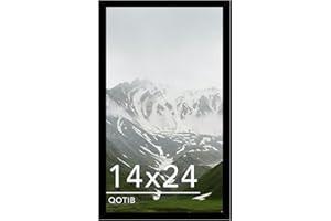 QOTIB 14x24 Picture Frame Black for Wall Mounting, Horizontal and Vertical Formats for Wall Hanging, Wood 14x24 Frame, Black, 1 Pack