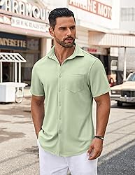 COOFANDY Mens Casual Button Down Shirt Short Sleeve