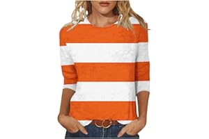 TXXEOSS Orange Striped Shirt Women Tops Halloween Costumes Plus Size Basic Shirts Fall Spring Summer Tshirts Tees