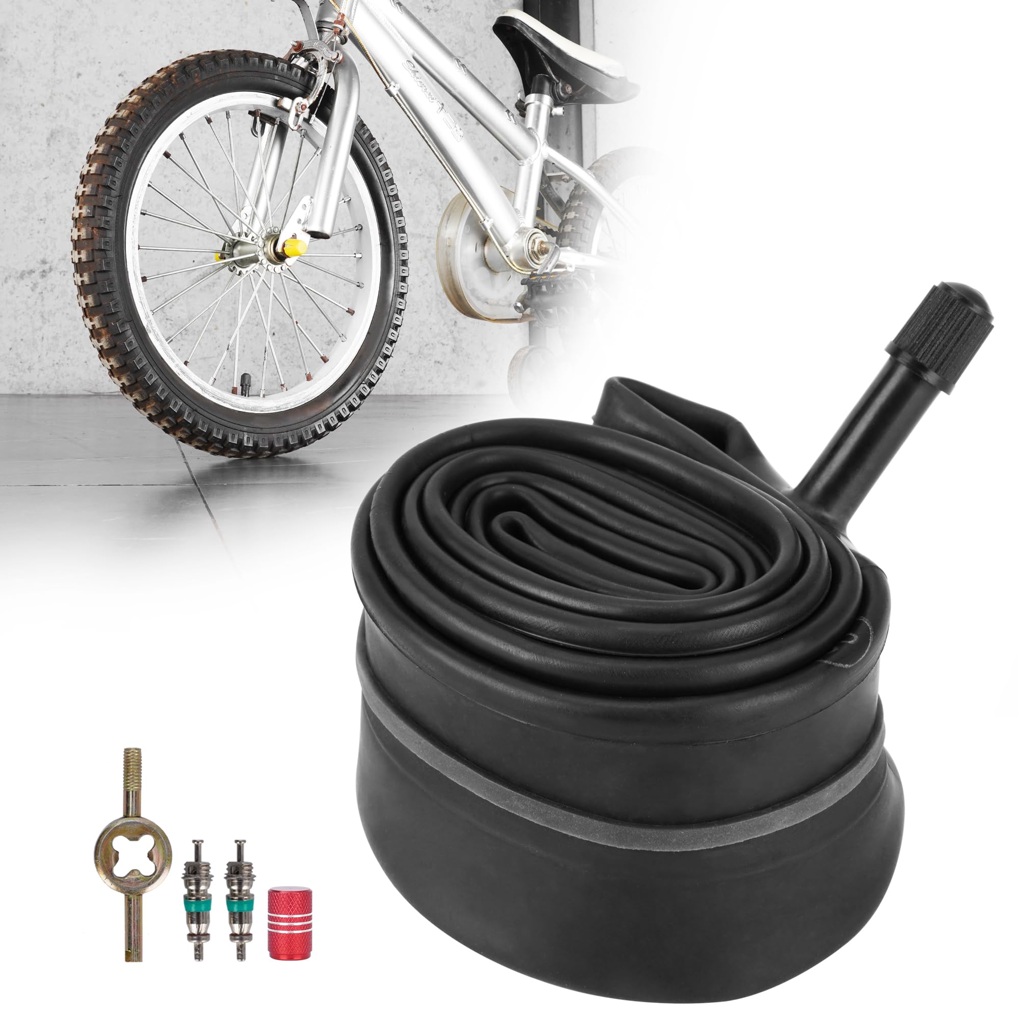 RUTU 16 Inch Bike Tubes,16 * 1.75/2.125 Inner Tube with 32mm Schrader Valve and Installation Accessories - Compatible with Stroller Tire Tube-Premium Heavy Butyl Inner Tube