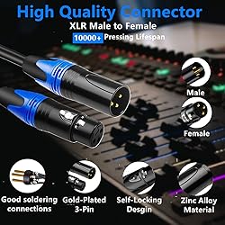 AQOOL 10FT XLR Cables, Gold-Plated 3 Pin XLR