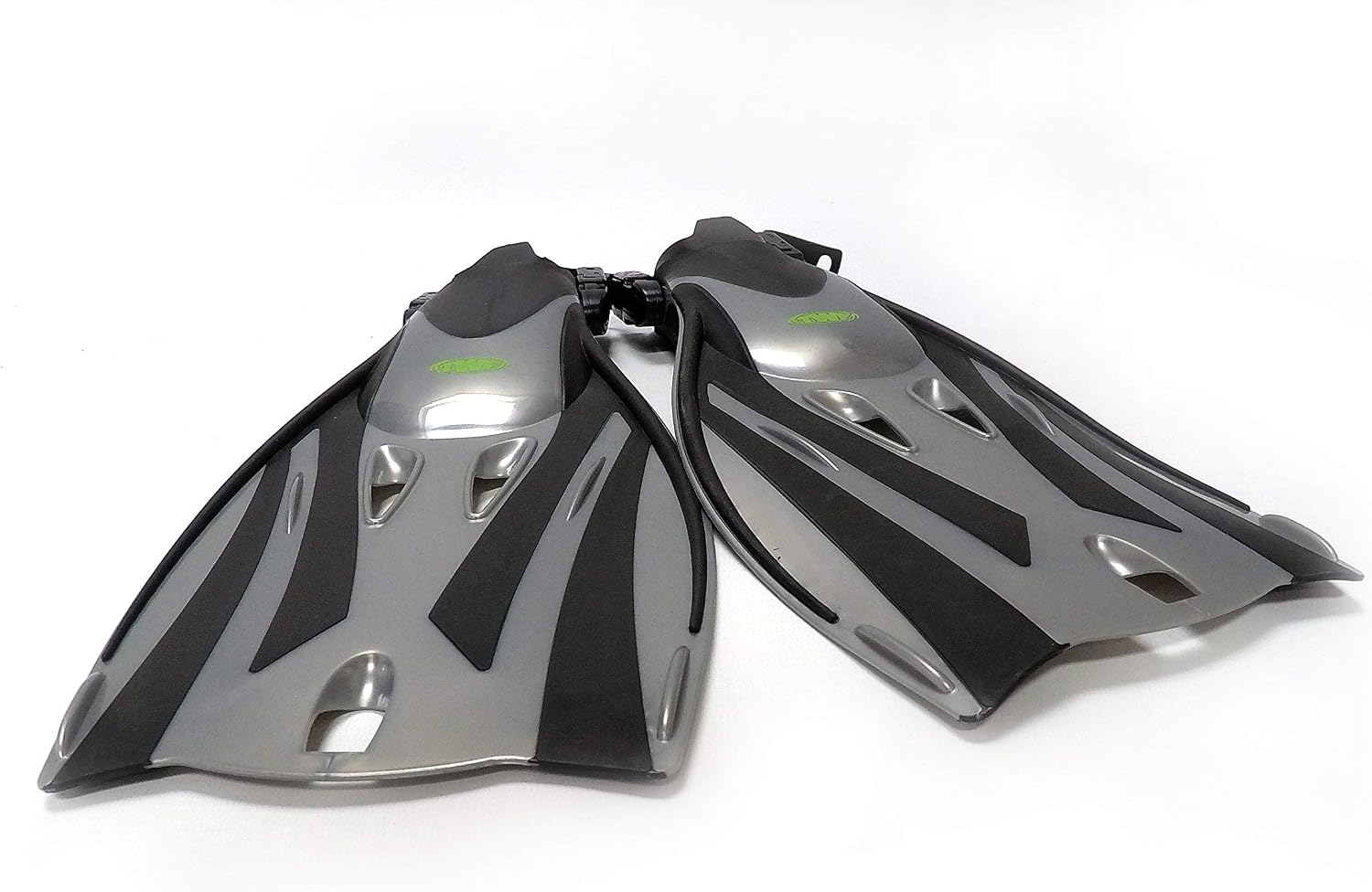 TWF Kid's Adjustable Fins Set, Silver/Green, Small/Medium - Image 3