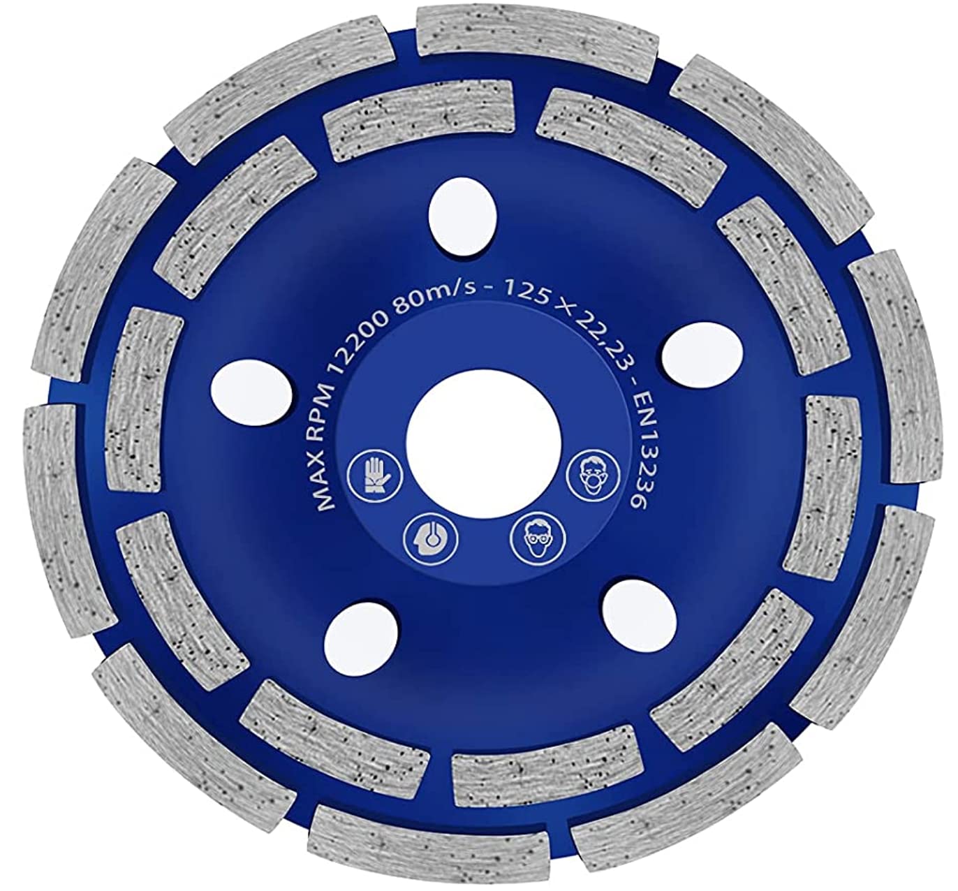 Tech Traders Universal Premium Diamond Grinding Cup Wheel 125 mm 5" x 22.2 mm Double-Row Concrete Grinding Wheel, for Granite,Natural Stone,Stone,Masonry,Universal Diamond Section Wheel