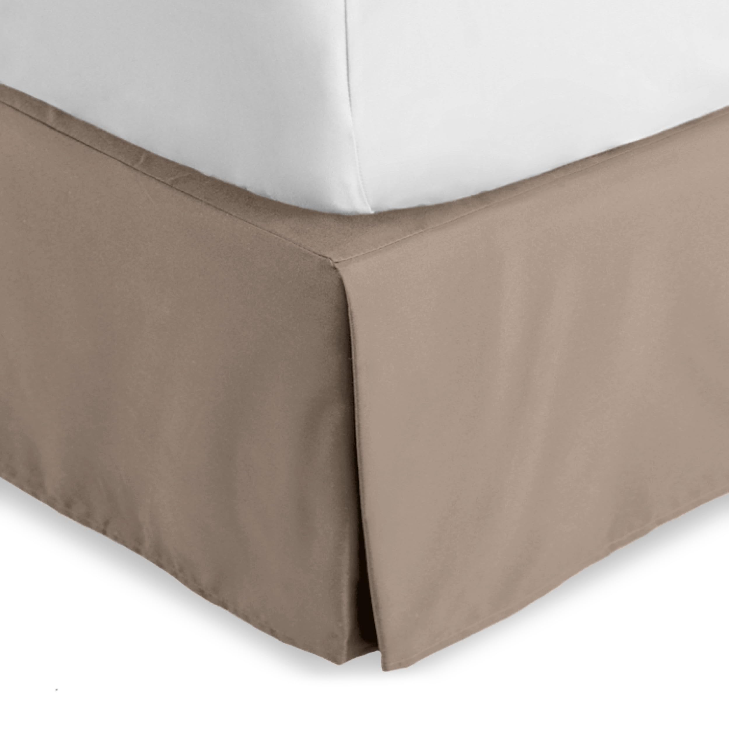 Bare Home King Bed Skirt - 15-Inch Tailored Drop Easy Fit - Bed Skirt for Beds - Center & Corner Pleats (King, Taupe)
