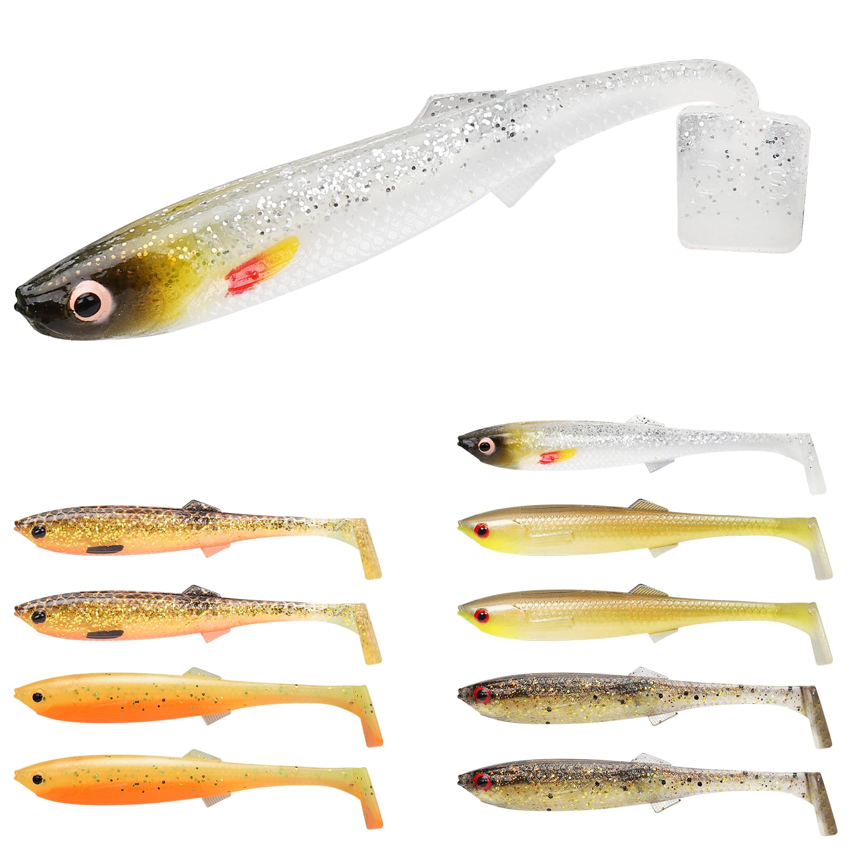 TRUSCEND Easy Catch Pre-Rigged Squid Lures, Unique Vibrating Swim Action and Trembly Sinking Move for More Bites, Amazing Swimbait for Family Fishing, Fishing Lures for Bass Trout Crappie Walleye