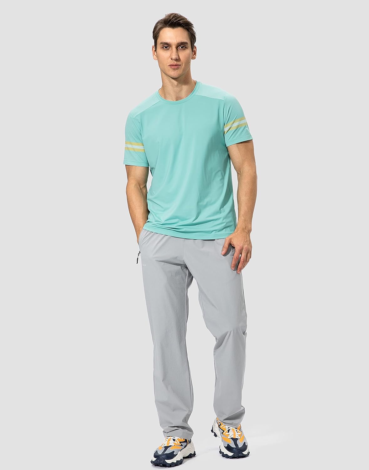 Pudolla Men's Workout Athletic Pants Elastic Waist Jogging Running Pants for Men with Zipper Pockets: Clothing