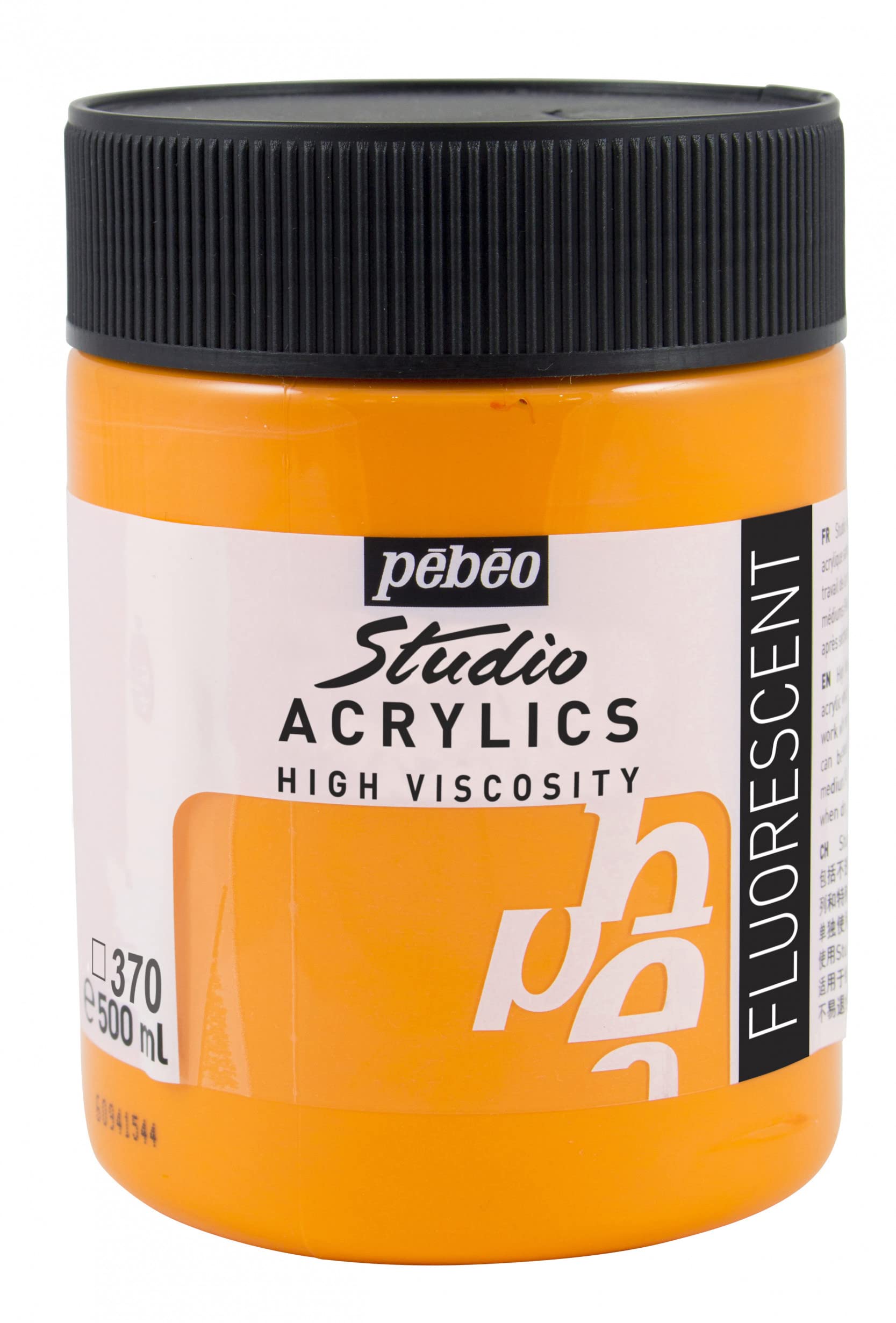 Pébéo - Studio Acrylics Fine Acrylic - Acrylic Paint - Fluorescent Acrylic - Fluorescent Orange, 500 ml