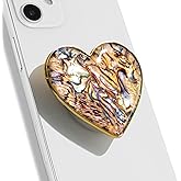 OnTheGrip Cute Natural Seashell Design Heart Shape Collapsible Mobile Phone Grip Stand Holder for Smartphone Tablet Cell Phone Accessory (Leopard)